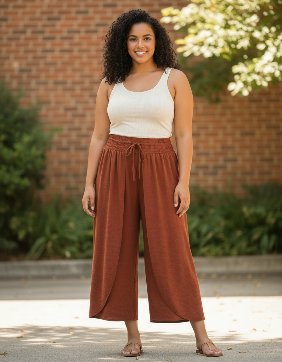 Pantalón vaporoso abierto Talla Grande