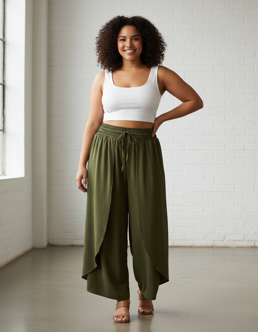 Pantalón vaporoso abierto Talla Grande