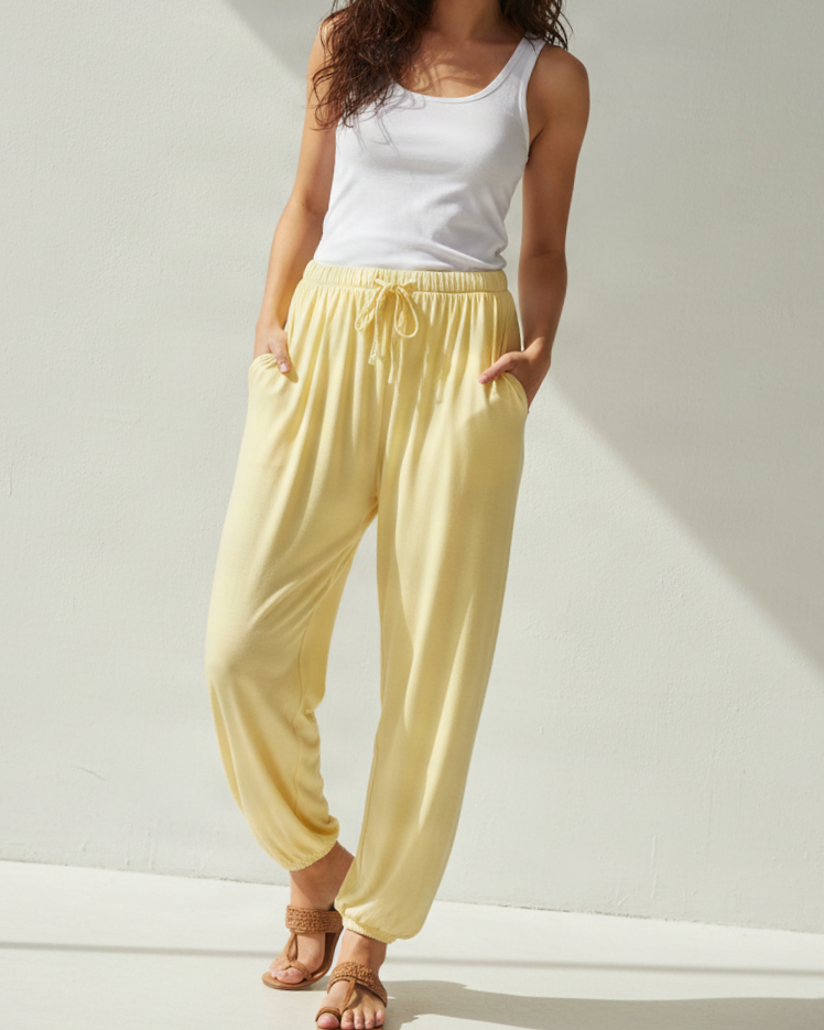Pantalón Baggy Amarillo Con Bolsillos